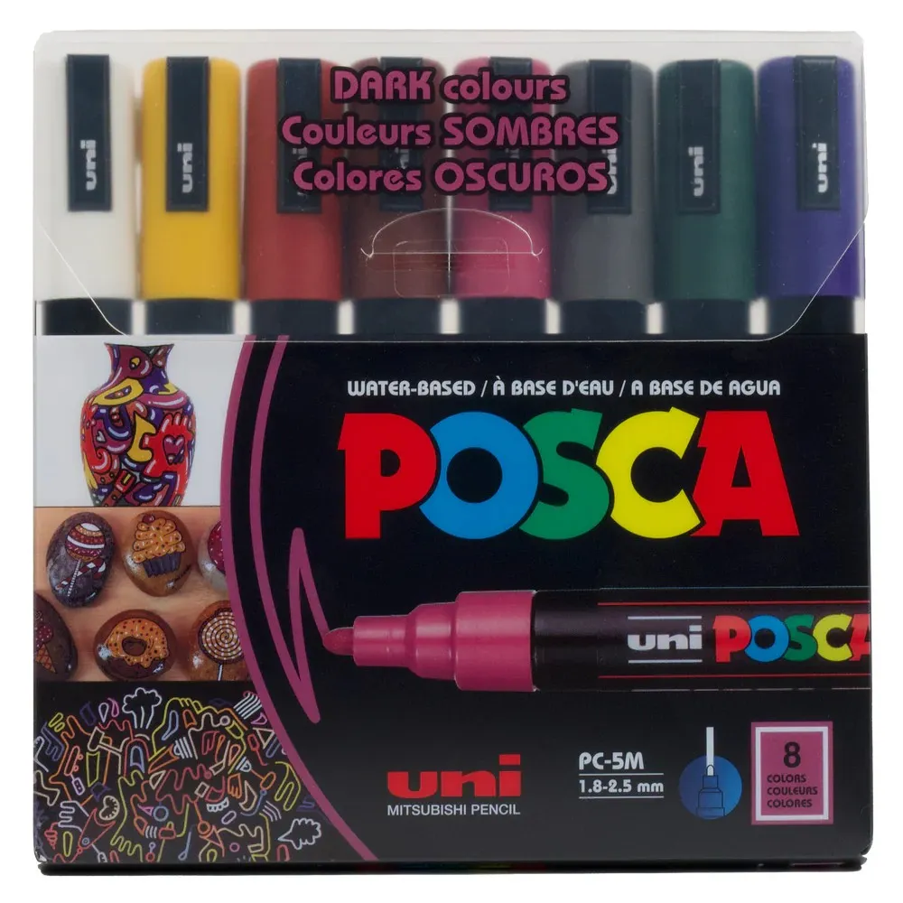 Набор маркеров POSCA Dark Color, 1,8-2,5 мм, 8 шт Uni (PC-5M DARK COLOR 8C) - Фото 1